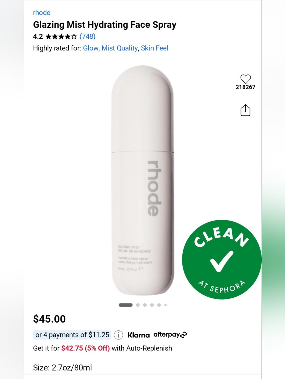 RHODE Glazing Mist Hydrating Face Spray